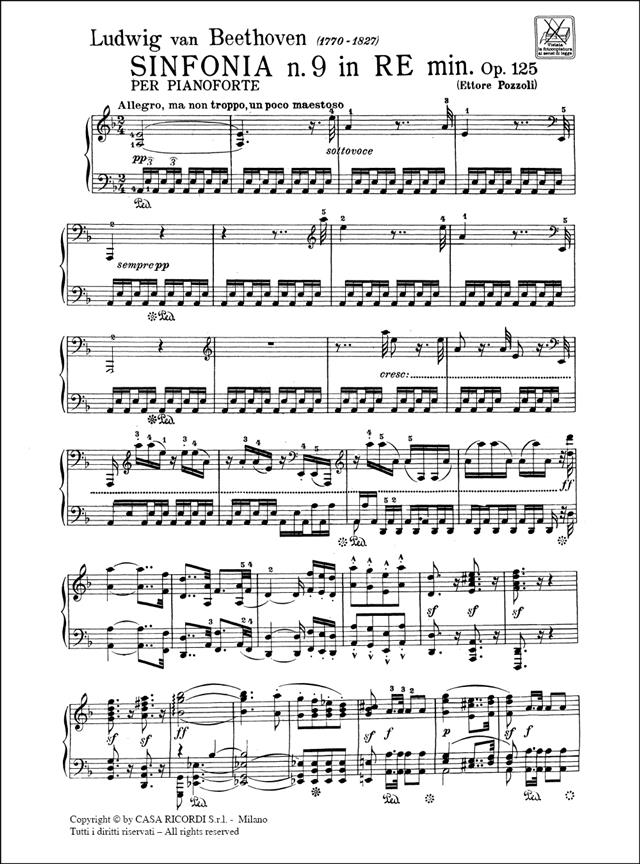 Sinfonia N. 9 In Re Min. Op. 125 - pro klavír